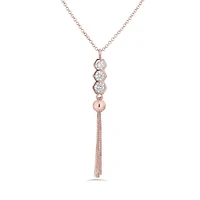Sterling Silver Rose Gold Plated Cubic Zirconia Geometric Tassel Pendant