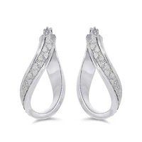 Sterling Silver Glitter Twist Hoop Earrings