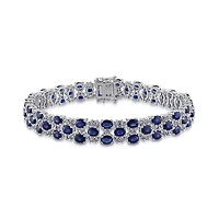 Julianna B 14K White Gold 15.75CTW Blue & White Sapphire 7.25" Bracelet