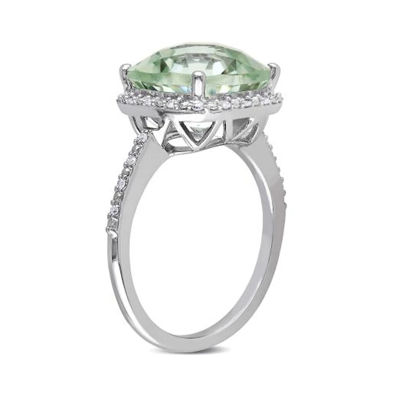 Julianna B 10K White Gold 0.10CTW Diamond & Green Quartz Ring