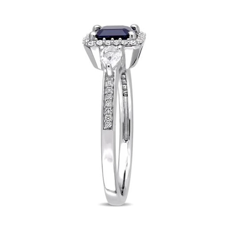 Julianna B 14K White Gold Blue Sapphire, Sapphire & Diamond Ring