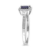 Julianna B 14K White Gold Blue Sapphire, Sapphire & Diamond Ring