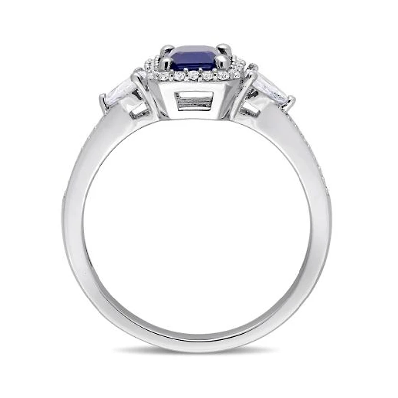 Julianna B 14K White Gold Blue Sapphire, Sapphire & Diamond Ring