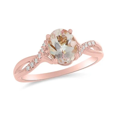 10K Rose Gold Morganite & Diamond Ring