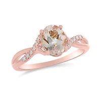 10K Rose Gold Morganite & Diamond Ring