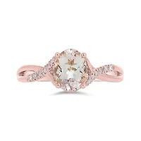 10K Rose Gold Morganite & Diamond Ring
