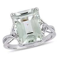 Julianna B Sterling Silver Green Quartz & White Topaz Ring