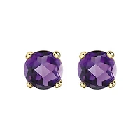 10K Yellow Gold Amethyst Stud Earrings