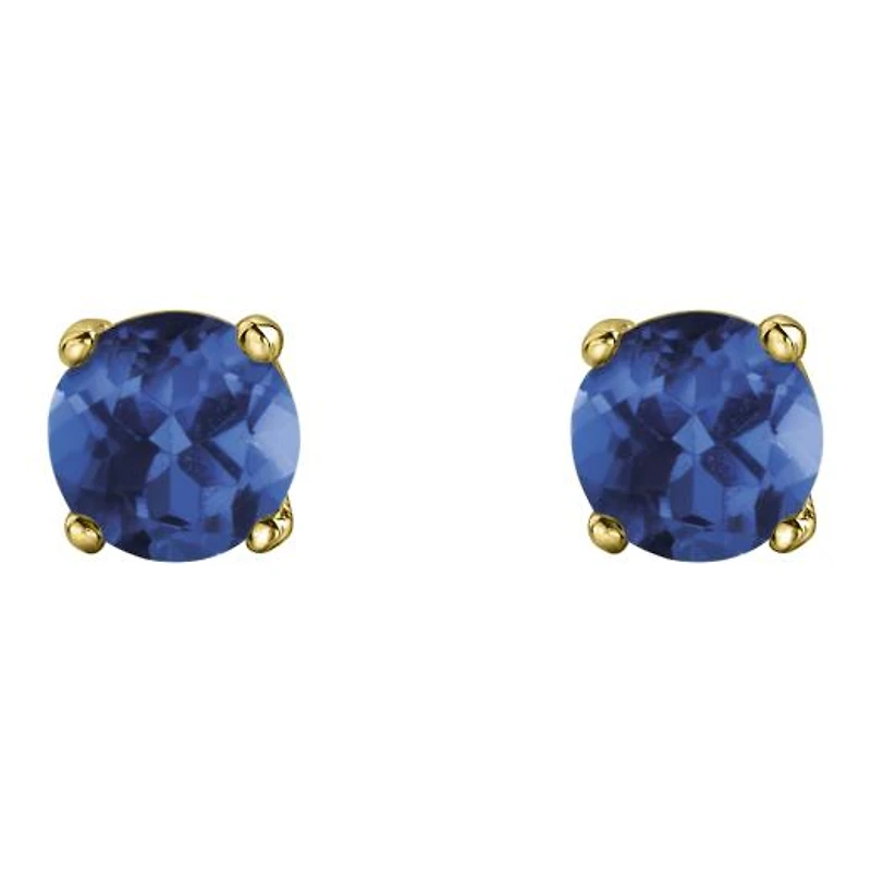 10K Yellow Gold Sapphire Stud Earrings