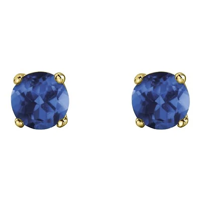 10K Yellow Gold Sapphire Stud Earrings