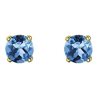10K Yellow Gold Blue Topaz Stud Earrings