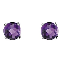 10K White Gold Amethyst Stud Earrings