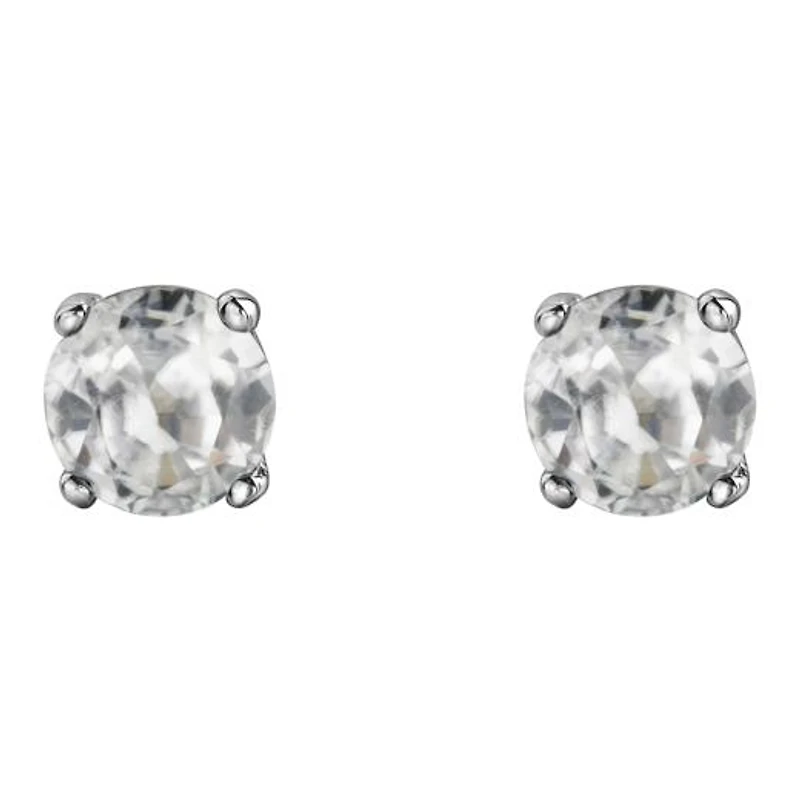 10K White Gold White Topaz Stud Earrings
