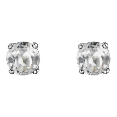 10K White Gold White Topaz Stud Earrings