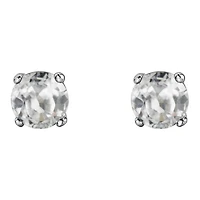 10K White Gold White Topaz Stud Earrings