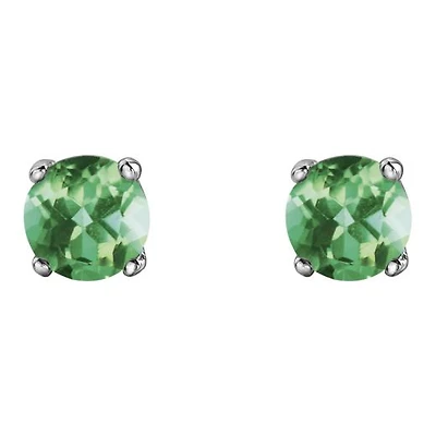 10K White Gold Emerald Stud Earrings