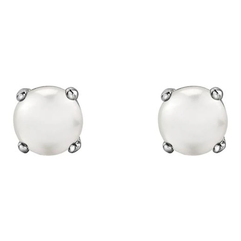 10K White Gold Pearl Stud Earrings