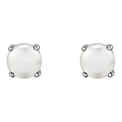 10K White Gold Pearl Stud Earrings
