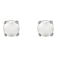 10K White Gold Pearl Stud Earrings