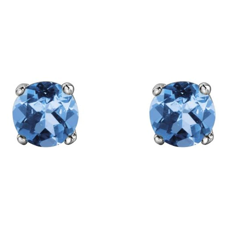 10K White Gold Blue Topaz Stud Earrings
