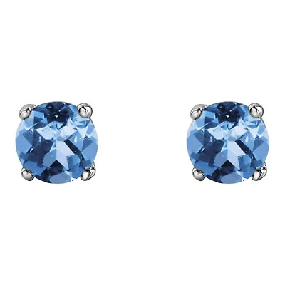 10K White Gold Blue Topaz Stud Earrings