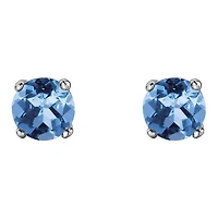 10K White Gold Blue Topaz Stud Earrings