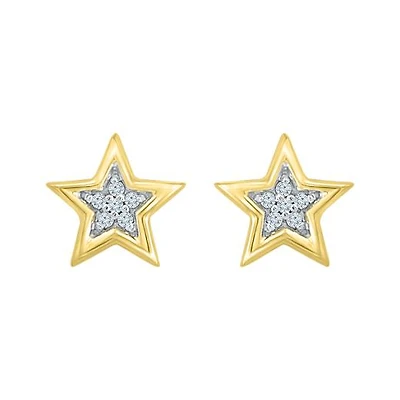 10K Yellow Gold Diamond Star Studs