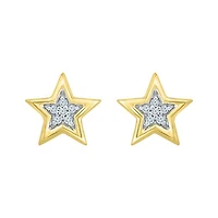 10K Yellow Gold Diamond Star Studs