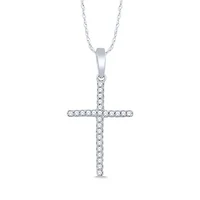 10K White Gold 0.05CTW Diamond Cross Necklace