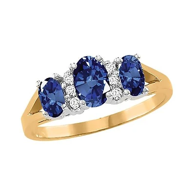 10K Yellow Gold Sapphire & Diamond Ring
