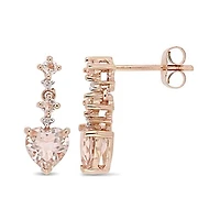 Julianna B 14K Rose Gold 0.02CTW Diamond & Morganite Earrings