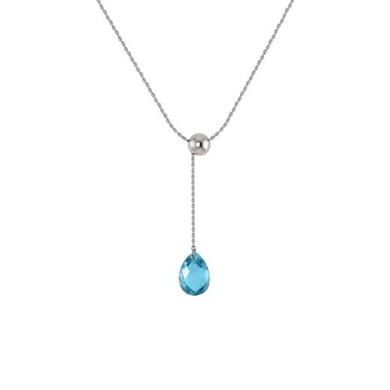 Sterling Silver Blue Topaz Adjustable Pendant