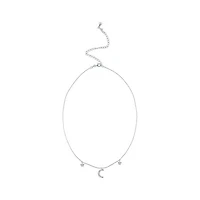 Sterling Silver Diamond Moon & Star Necklace