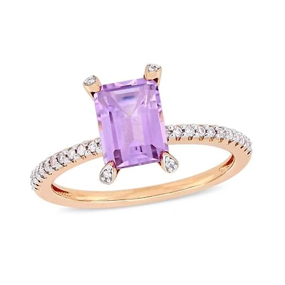 Julianna B 10K Rose Gold 0.10CT Diamond & Rose De France Fashion Ring