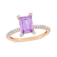 Julianna B 10K Rose Gold 0.10CTW Diamond & Rose De France Fashion Ring
