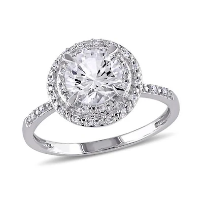 Julianna B 10K White Gold 0.09CTW Diamond & Created White Sapphire Ring