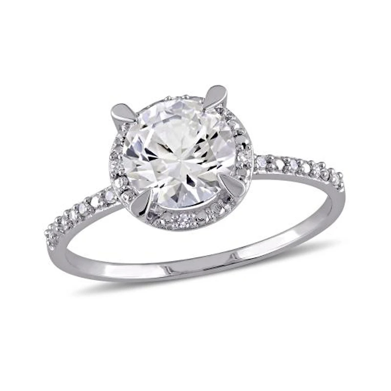 Julianna B 10K White Gold 0.05CTW Diamond & Created White Sapphire Ring