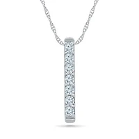 10K White Gold Diamond Bar Pendant