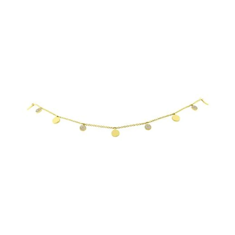 14K Yellow Gold 0.12CTW Diamond Circle Choker