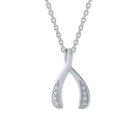Sterling Silver Diamond Wishbone Pendant