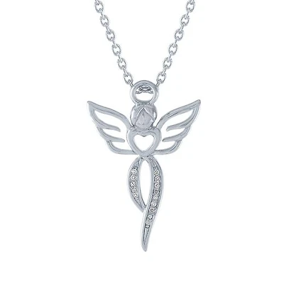 Diamond Addiction Sterling Silver Diamond Angel Pendant