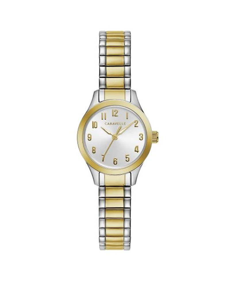 Caravelle Women's Two-Tone Gold Stainless Steel Silver-White Dial Watch