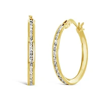 10K Yellow Gold 15mm Cubic Zirconia Hoop Earrings