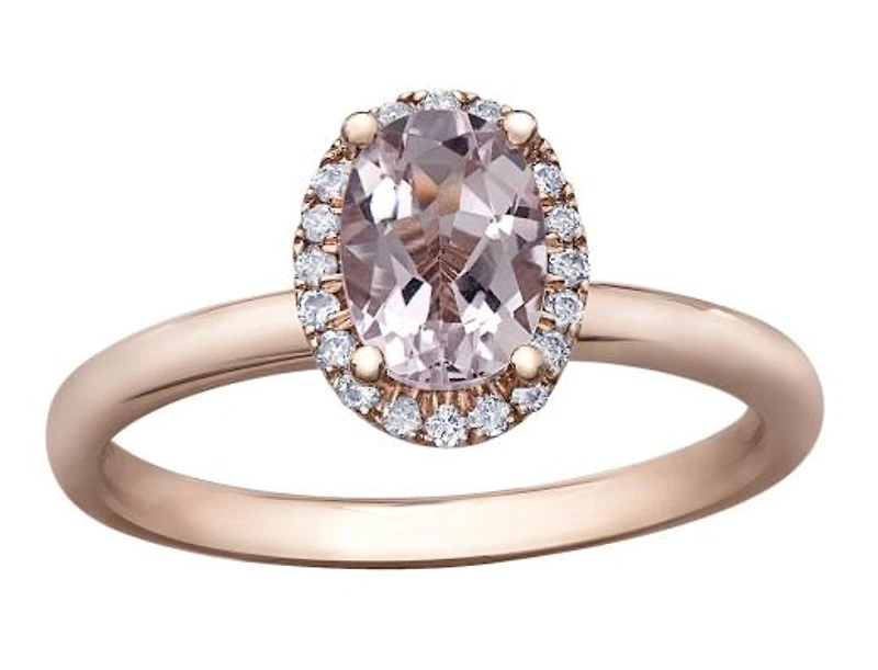 10K Rose Gold Morganite & 0.11CTW Diamond Bridal Ring