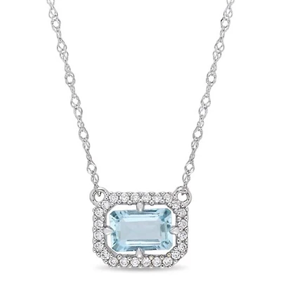 Julianna B 14K Rose Gold 0.10CTW Diamond & Aquamarine Necklace