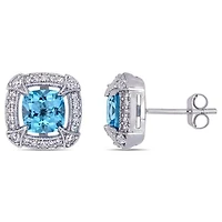 Julianna B 10K White Gold 0.20CTW Diamond Blue Topaz & White Sapphire Earrings