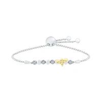 Sterling Silver 10K Yellow Gold Diamond Bee Bracelet