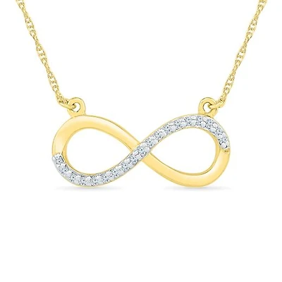 10K Yellow Gold Diamond Infinity Necklace