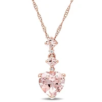 Julianna B 14K Rose Gold Heart Shaped Morganite & Diamond Accent Pendant