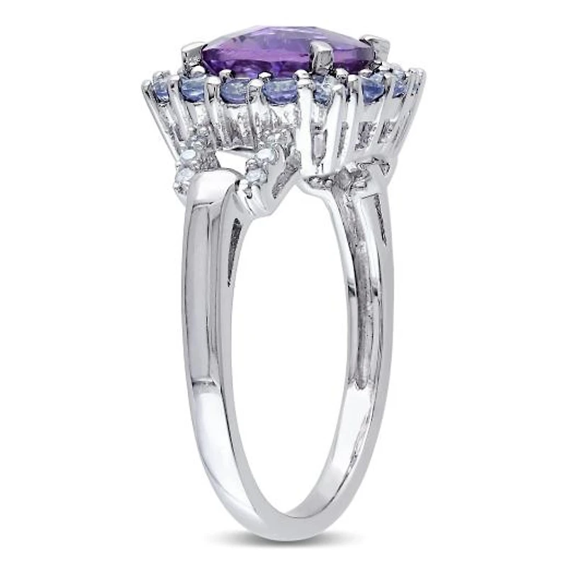 Julianna B Sterling Silver Amethyst Tanzanite & 0.06CTW Diamond Fashion Ring